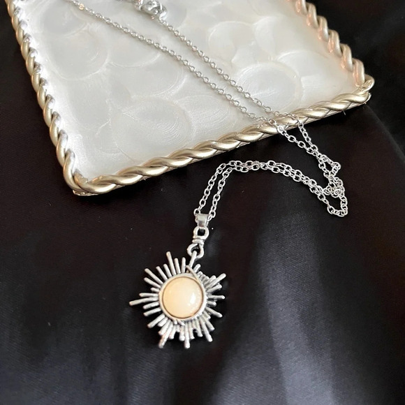 Handcrafted Pearl Sun Pendant Necklace - Picture 2 of 5